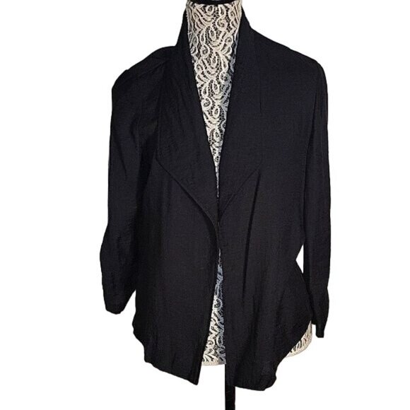 Chicos Womens Black Open-Front Blazer Jacket Size 1‎ Lightweight - Picture 1 of 6